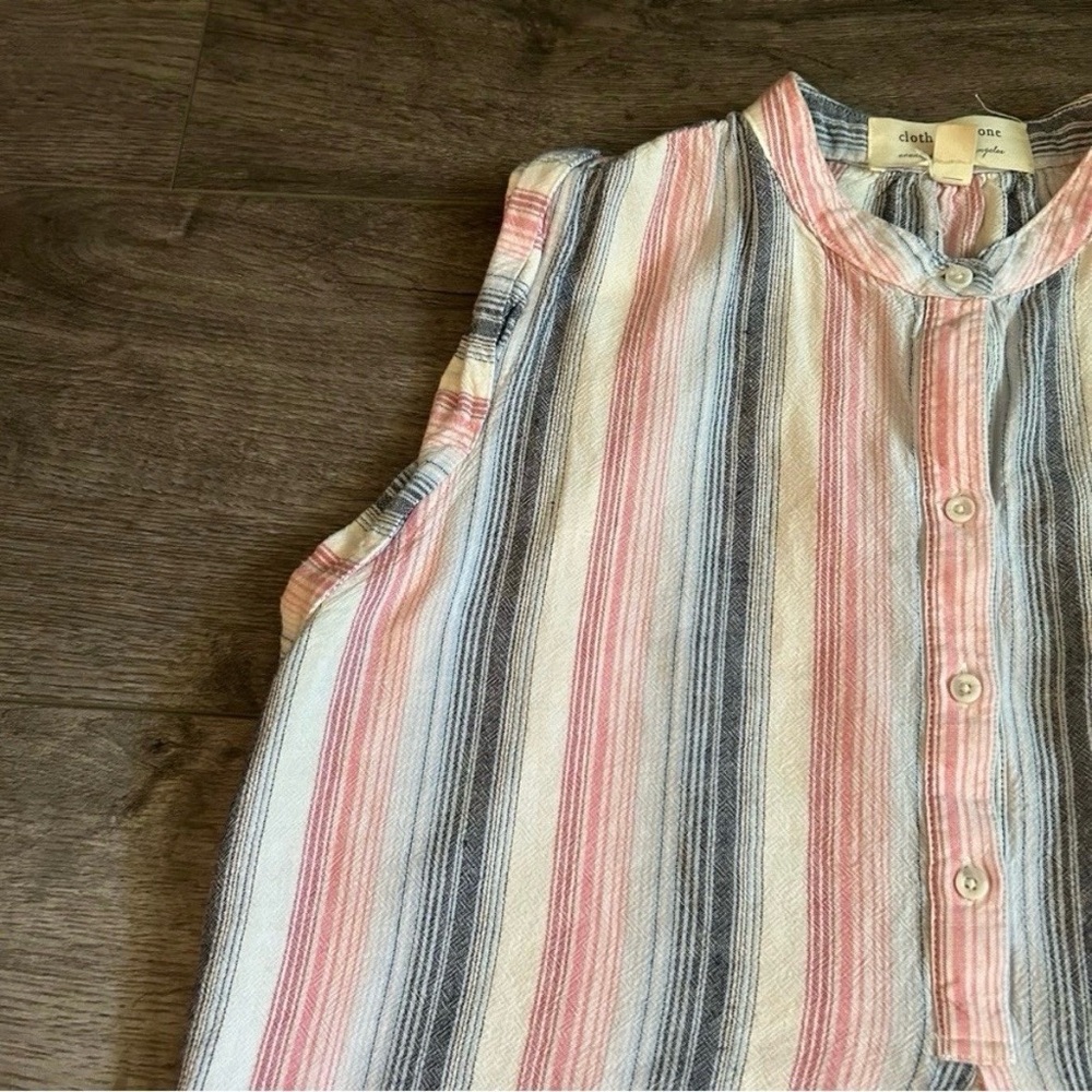 Women's Cloth & Stone Anthropologie Linen Sleeveless Shirt Dress Size Medium - Picture 4 of 7